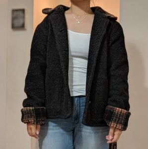 Black and plaid Teddy coat